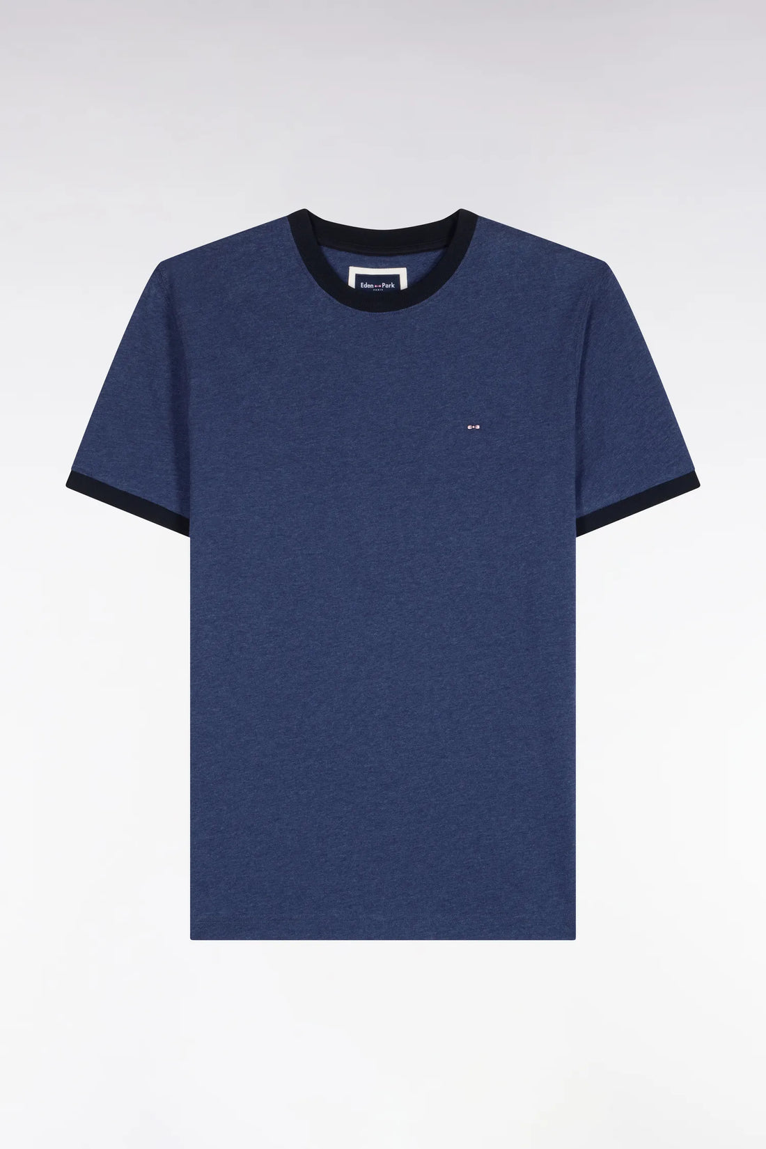Eden Park  Men Short-Sleeved Short-Sleeved Cotton T-Shirt in Navy Navy Ribbing with Straight Cut SKU: H26MAITC0021_BLF21 Image 02