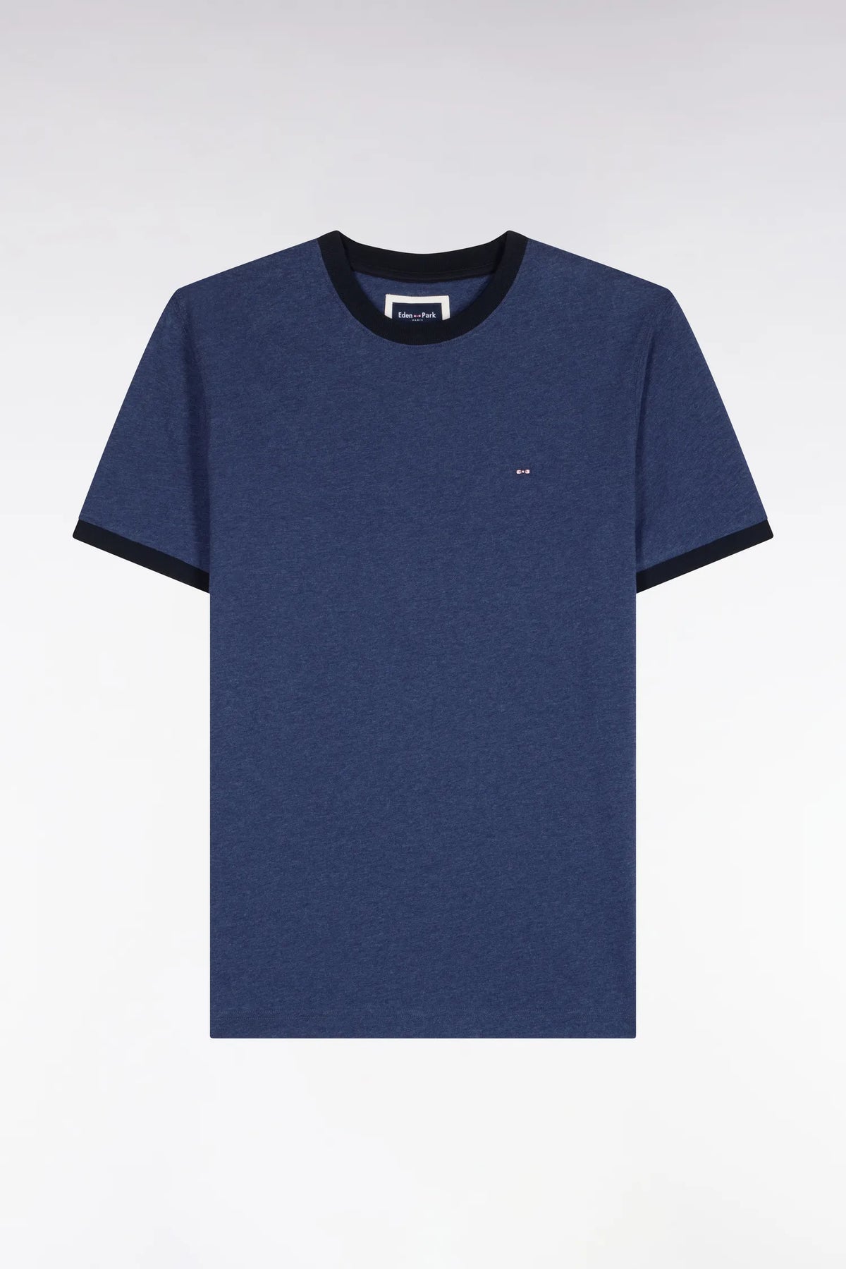 Eden Park  Men Short-Sleeved Short-Sleeved Cotton T-Shirt in Navy Navy Ribbing with Straight Cut SKU: H26MAITC0021_BLF21 Image 02
