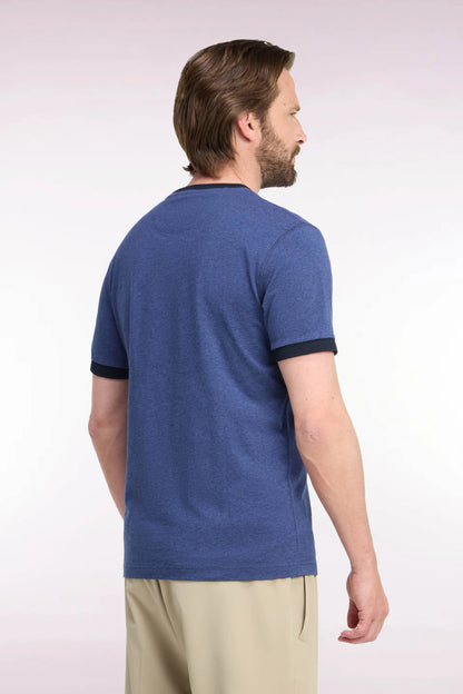 Eden Park  Men Short-Sleeved Short-Sleeved Cotton T-Shirt in Navy Navy Ribbing with Straight Cut SKU: H26MAITC0021_BLF21 Image 04