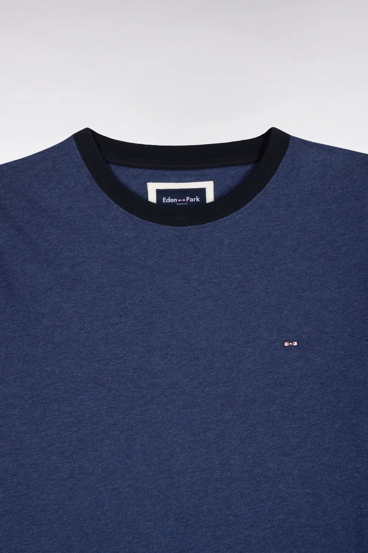 Eden Park  Men Short-Sleeved Short-Sleeved Cotton T-Shirt in Navy Navy Ribbing with Straight Cut SKU: H26MAITC0021_BLF21 Image 05