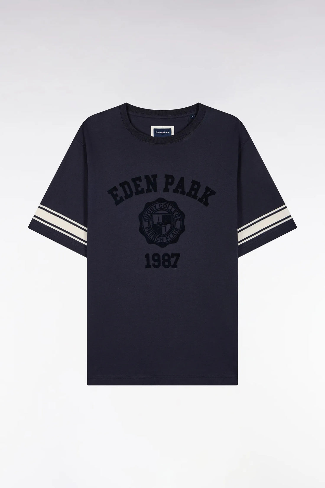 Eden Park 0 Men Short-Sleeved Navy Cotton T-Shirt with Straight Cut SKU: H26MAITC0025_BLF Image 02