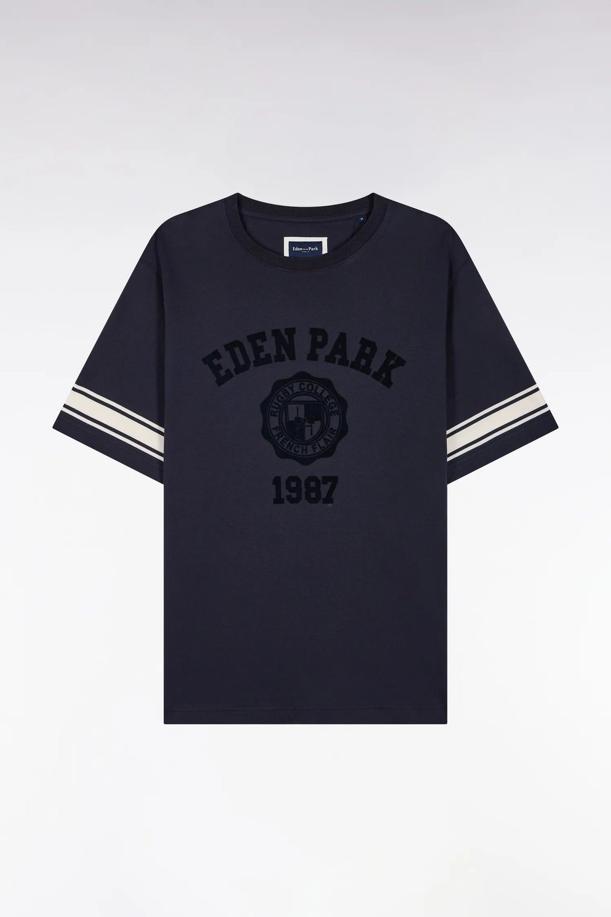 Eden Park 0 Men Short-Sleeved Navy Cotton T-Shirt with Straight Cut SKU: H26MAITC0025_BLF Image 02
