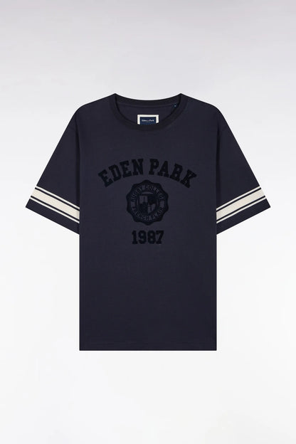 Eden Park 0 Men Short-Sleeved Navy Cotton T-Shirt with Straight Cut SKU: H26MAITC0025_BLF Image 02
