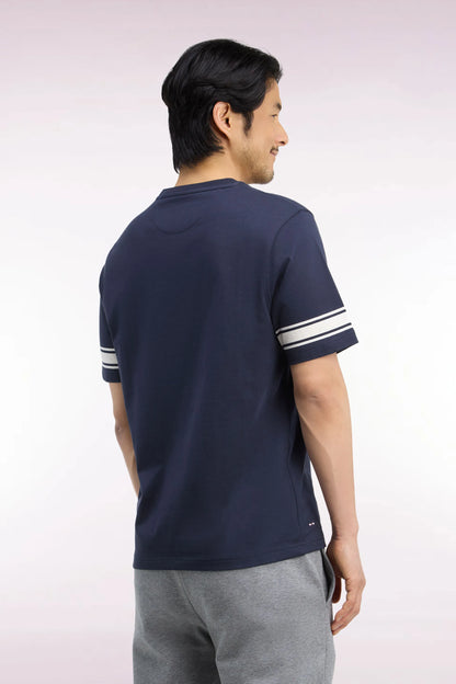 Eden Park 0 Men Short-Sleeved Navy Cotton T-Shirt with Straight Cut SKU: H26MAITC0025_BLF Image 04