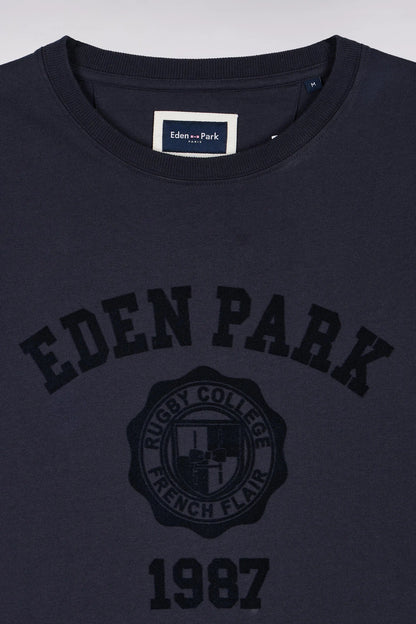 Eden Park 0 Men Short-Sleeved Navy Cotton T-Shirt with Straight Cut SKU: H26MAITC0025_BLF Image 05