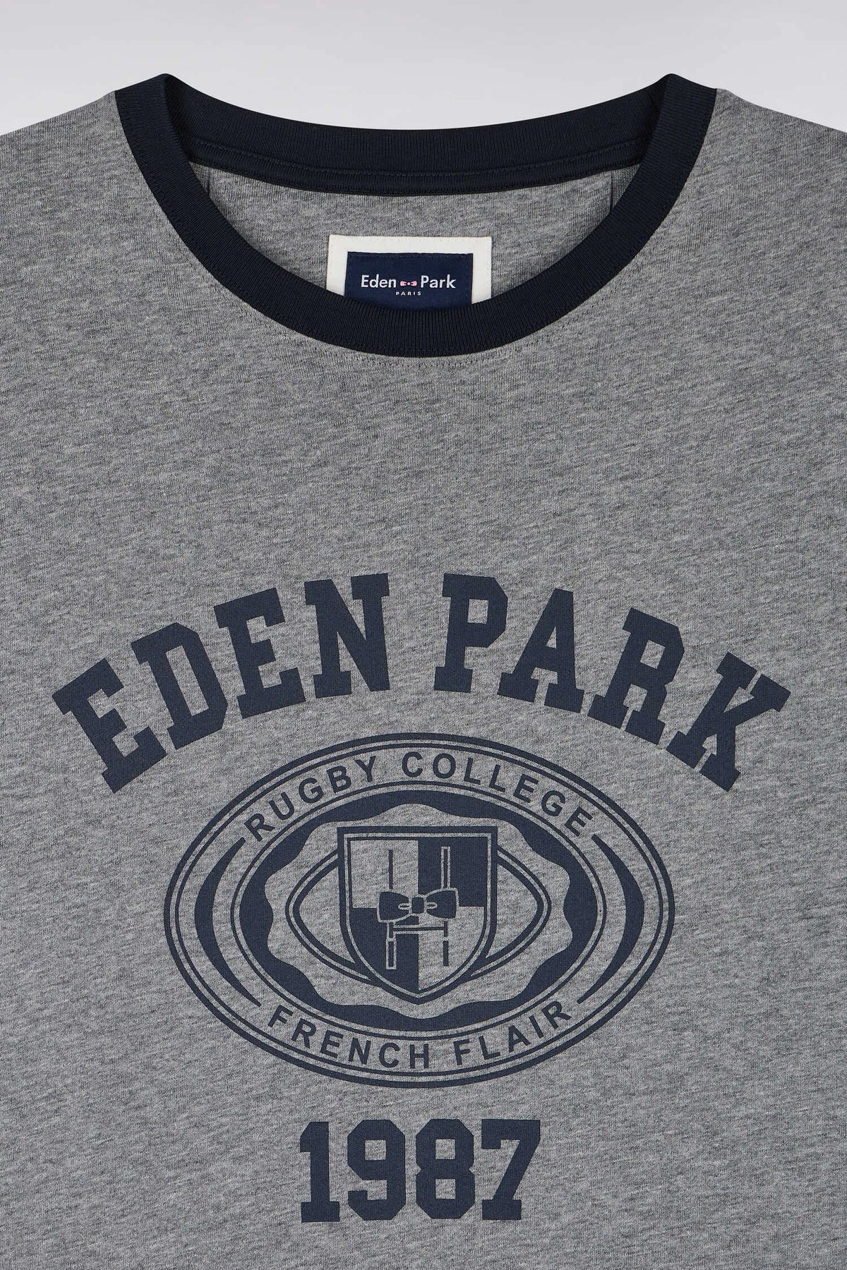Eden Park  Men Short-Sleeved T-Shirt in Navy And Grey Cotton with Straight Cut SKU: H26MAITC0027_GRM19 Image 05