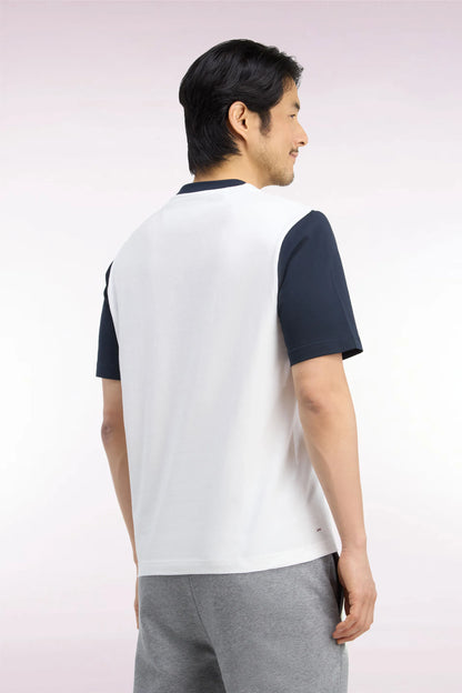 Eden Park  Men Two-Tone Short-Sleeved T-Shirt in Ecru Screen-Printed Cotton with a Straight Cut SKU: H26MAITC0029_BEC15 Image 04