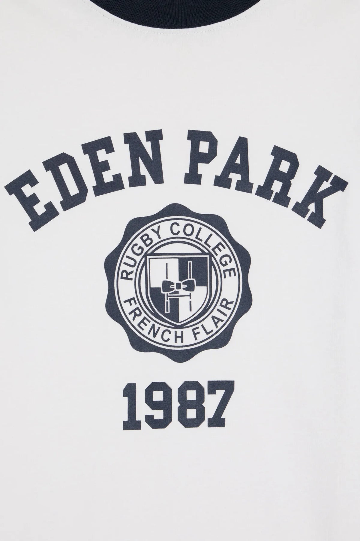 Eden Park  Men Two-Tone Short-Sleeved T-Shirt in Ecru Screen-Printed Cotton with a Straight Cut SKU: H26MAITC0029_BEC15 Image 05