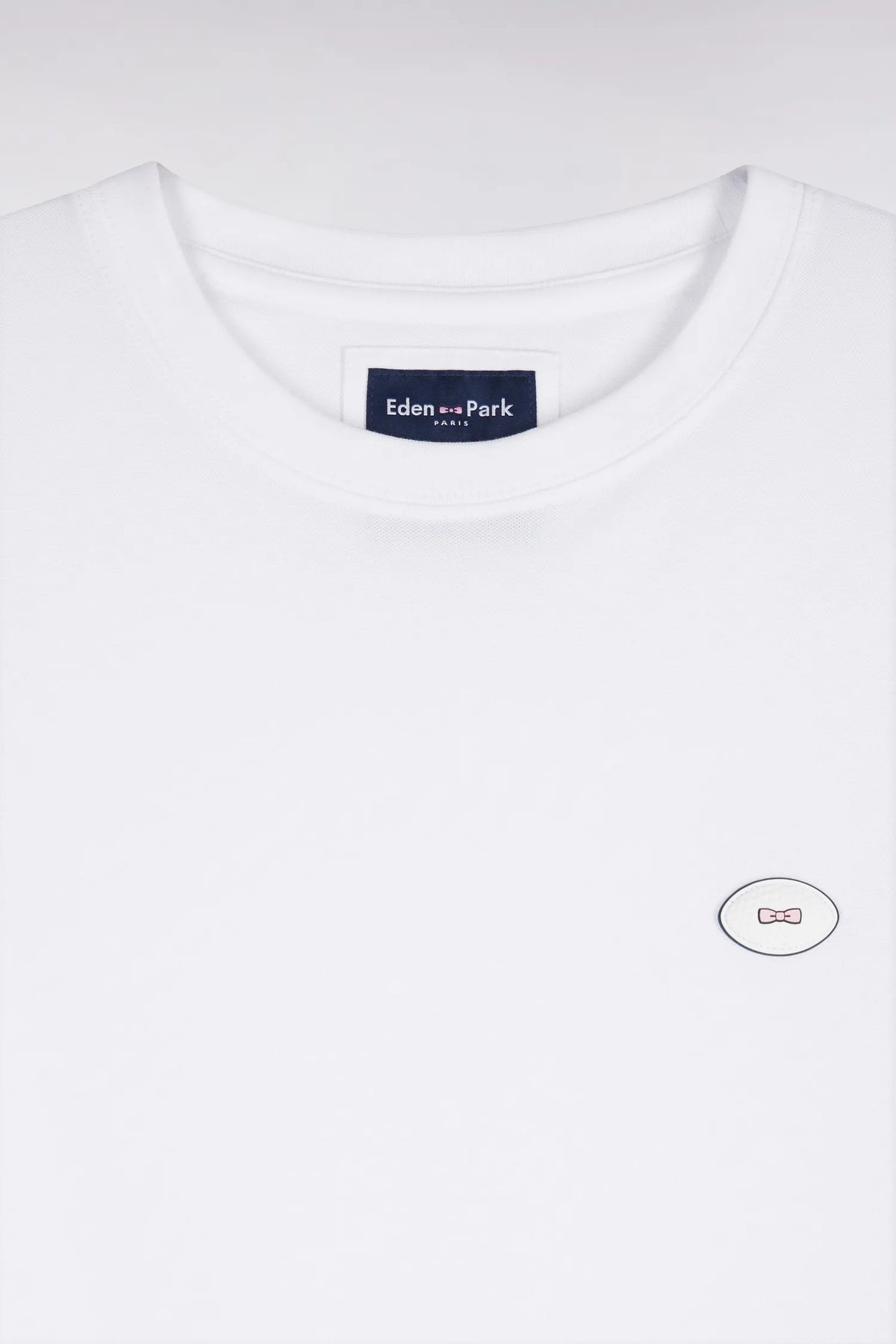 Eden Park 0 Men Straight-Cut White Short-Sleeved T-Shirt SKU: H26MAITC0030_BC Image 05