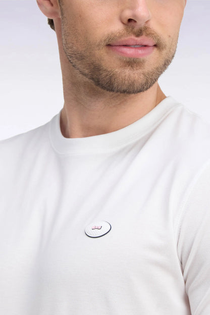 Eden Park 0 Men Straight-Cut White Short-Sleeved T-Shirt SKU: H26MAITC0030_BC Image 06