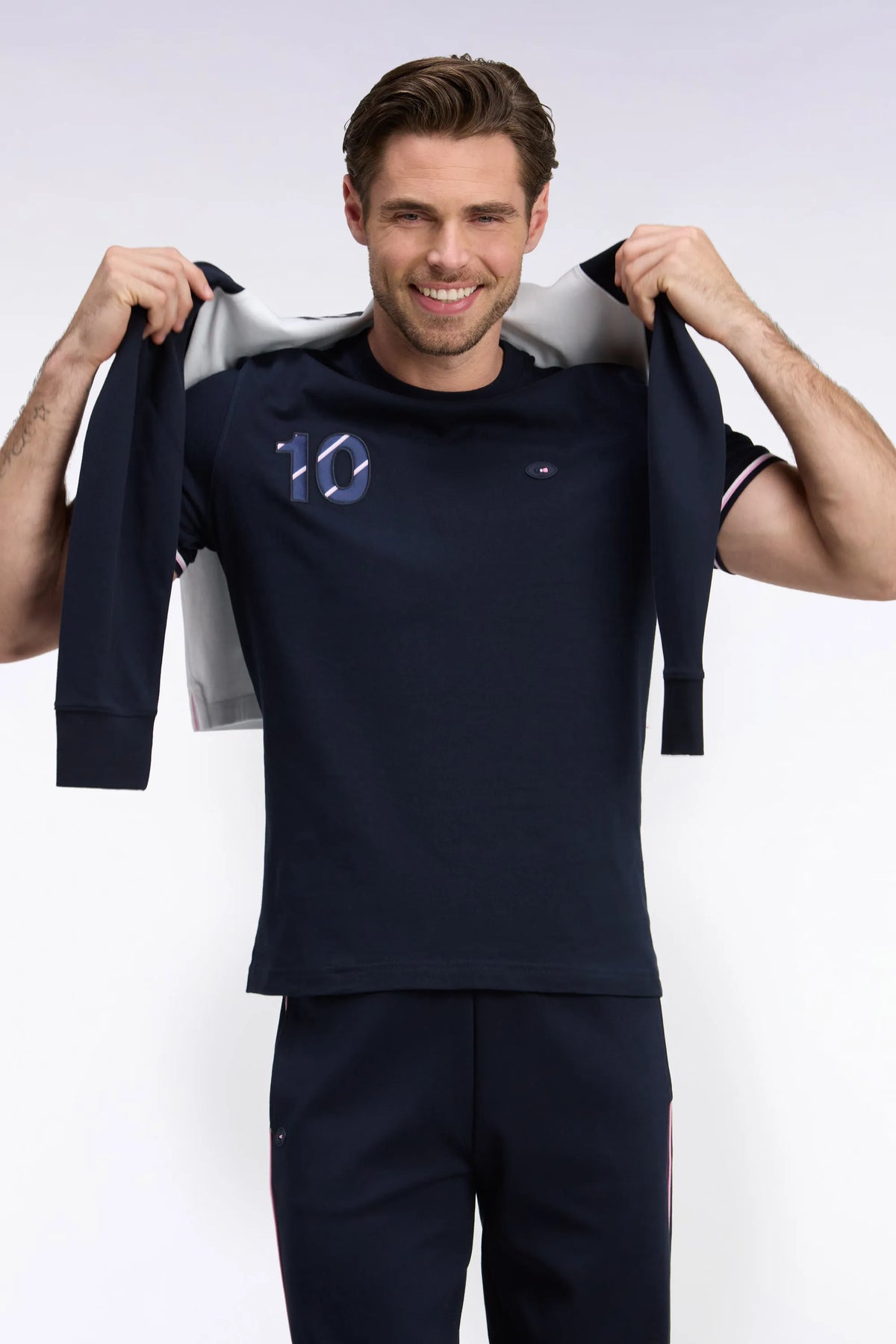 Eden Park  Men Short-Sleeved Navy T-Shirt XV De France Straight Cut SKU: H26MAITC0036_BLF Image 03
