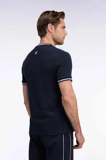 Eden Park  Men Short-Sleeved Navy T-Shirt XV De France Straight Cut SKU: H26MAITC0036_BLF Image 04