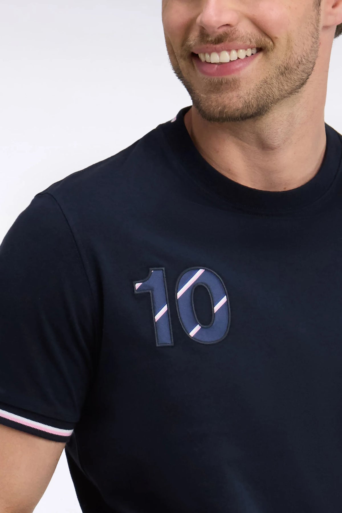 Eden Park  Men Short-Sleeved Navy T-Shirt XV De France Straight Cut SKU: H26MAITC0036_BLF Image 06