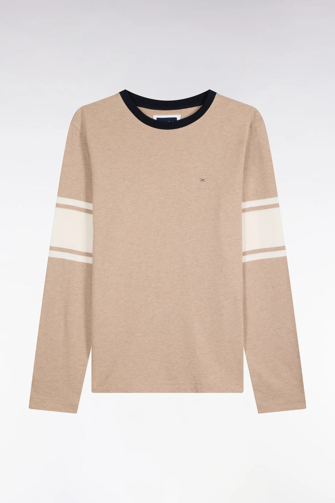 Eden Park  Men Straight-Cut Beige Combed Cotton Long-Sleeved T-Shirt SKU: H26MAITL0004_BEC13 Image 02