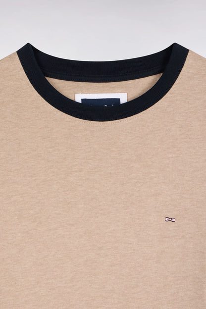 Eden Park  Men Straight-Cut Beige Combed Cotton Long-Sleeved T-Shirt SKU: H26MAITL0004_BEC13 Image 05