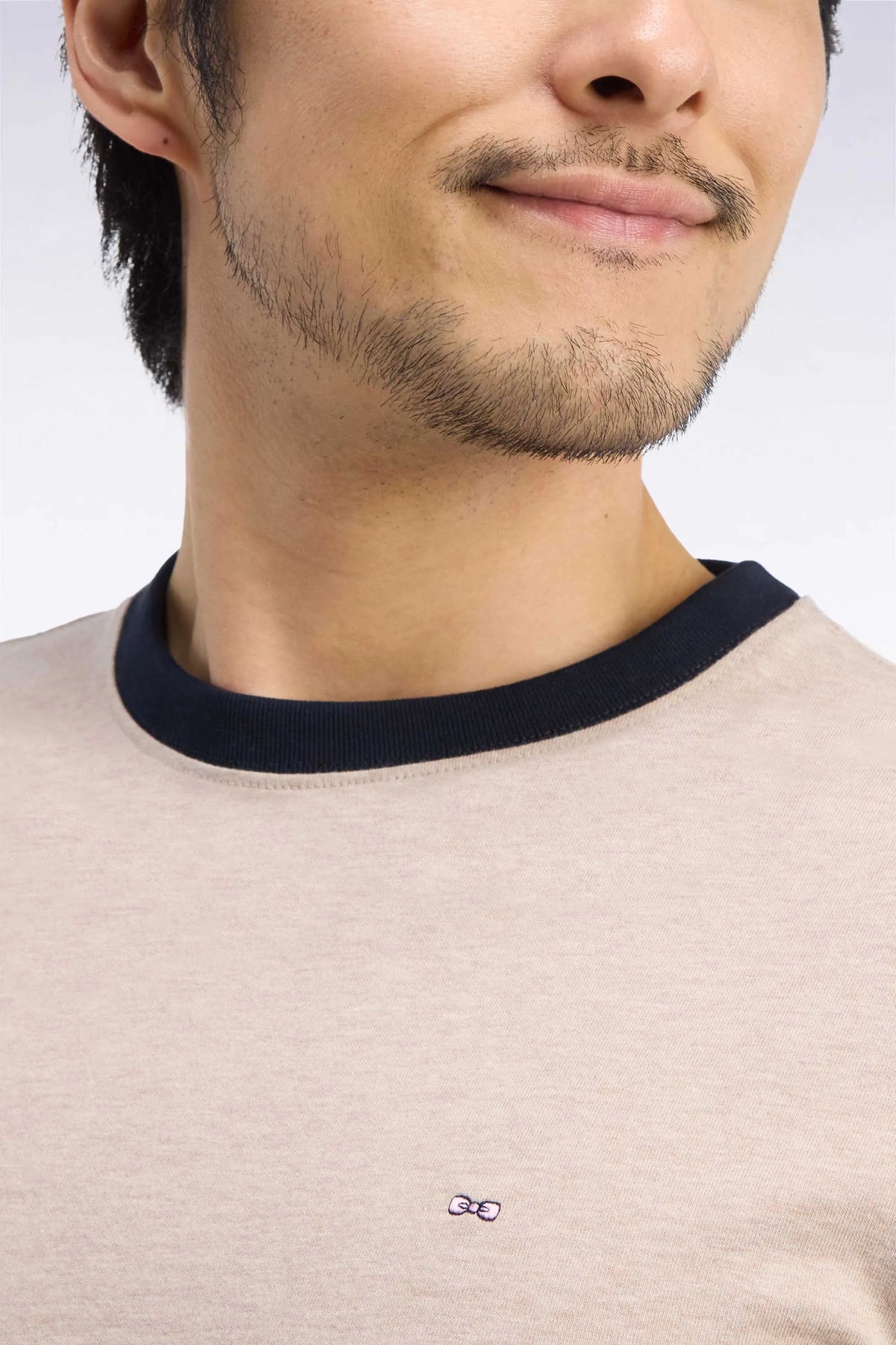 Eden Park  Men Straight-Cut Beige Combed Cotton Long-Sleeved T-Shirt SKU: H26MAITL0004_BEC13 Image 06