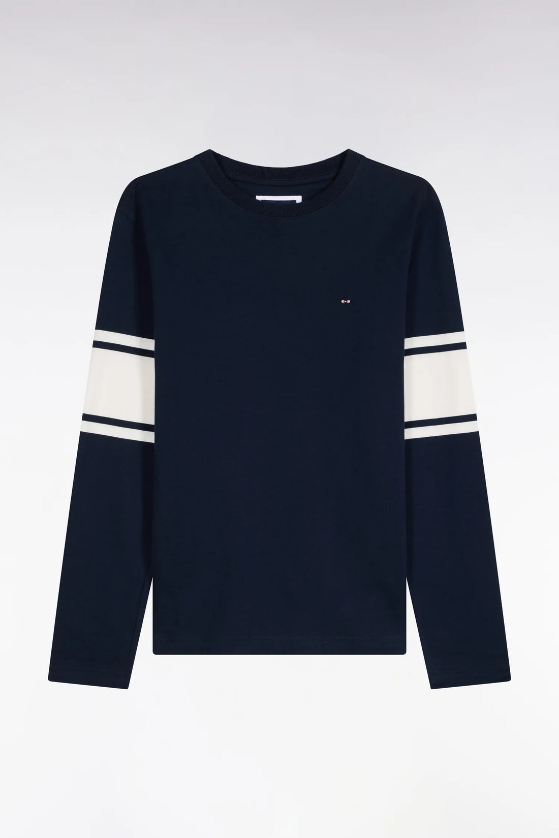 Eden Park  Men Straight-Cut Navy Combed Cotton Long-Sleeved T-Shirt SKU: H26MAITL0004_BLF Image 02