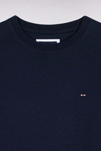 Eden Park  Men Straight-Cut Navy Combed Cotton Long-Sleeved T-Shirt SKU: H26MAITL0004_BLF Image 05