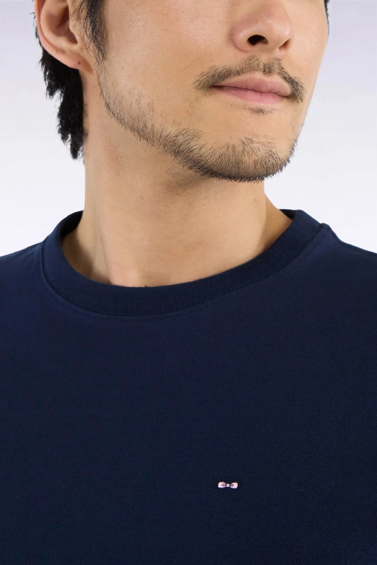Eden Park  Men Straight-Cut Navy Combed Cotton Long-Sleeved T-Shirt SKU: H26MAITL0004_BLF Image 06