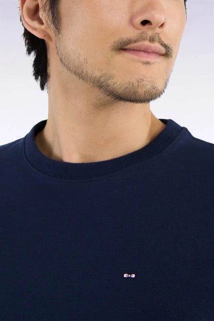 Eden Park  Men Straight-Cut Navy Combed Cotton Long-Sleeved T-Shirt SKU: H26MAITL0004_BLF Image 06