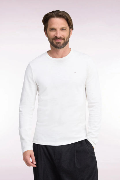 Eden Park  Men Long-Sleeved Ecru Cotton T-Shirt with Slim Fit SKU: H26MAITL0006_BEC15 Image 01