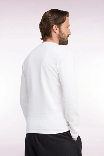 Eden Park  Men Long-Sleeved Ecru Cotton T-Shirt with Slim Fit SKU: H26MAITL0006_BEC15 Image 04