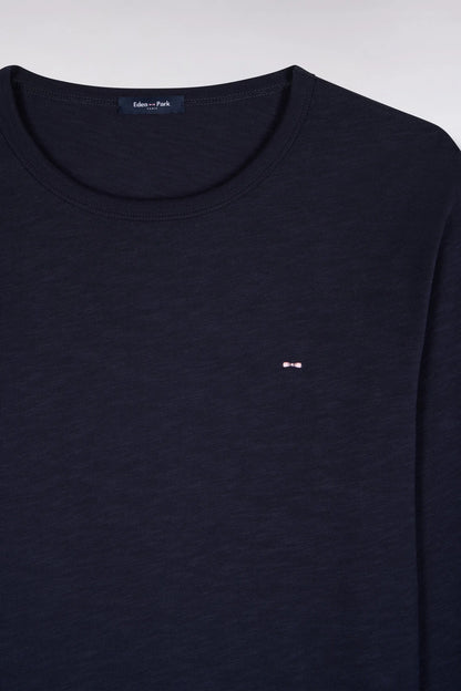 Eden Park  Men Slim Fit Navy Cotton Long-Sleeved T-Shirt SKU: H26MAITL0006_BLF Image 05