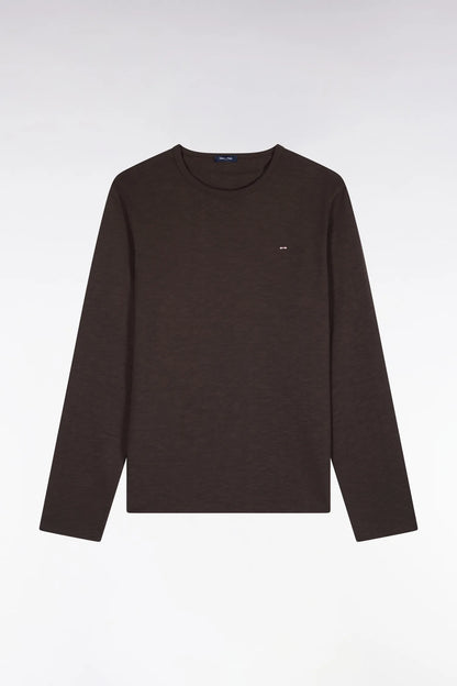 Eden Park  Men Brown Cotton Long-Sleeved T-Shirt with Slim Fit SKU: H26MAITL0006_MAF1 Image 02