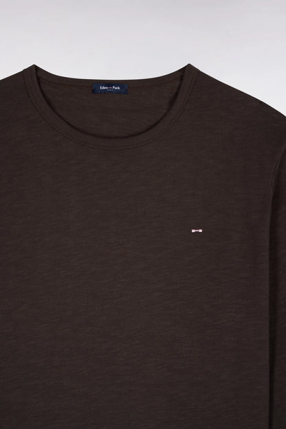 Eden Park  Men Brown Cotton Long-Sleeved T-Shirt with Slim Fit SKU: H26MAITL0006_MAF1 Image 05