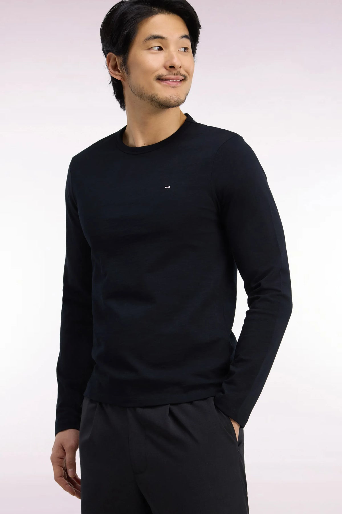 Eden Park  Men Slim Fit Black Cotton Long-Sleeved T-Shirt SKU: H26MAITL0006_NO Image 03