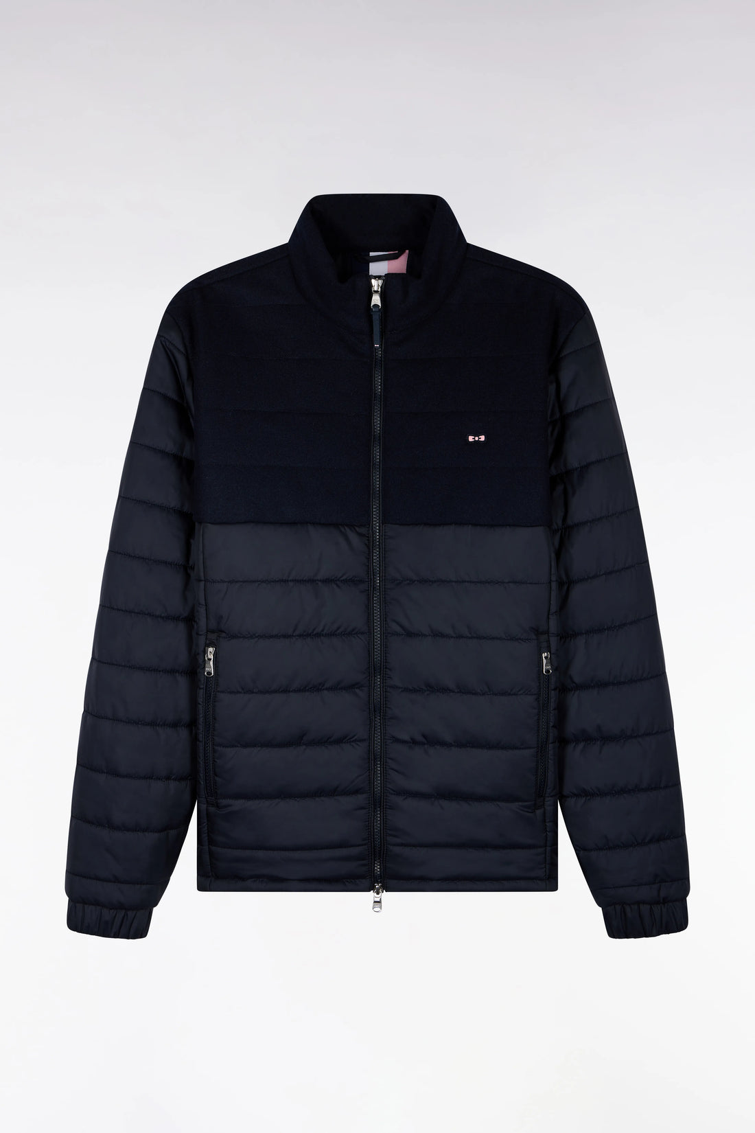 Eden Park 0 Men Two-Material Down Jacket in Nylon and Navy Flannel SKU: H26PAMDL0006_BLF Image 02