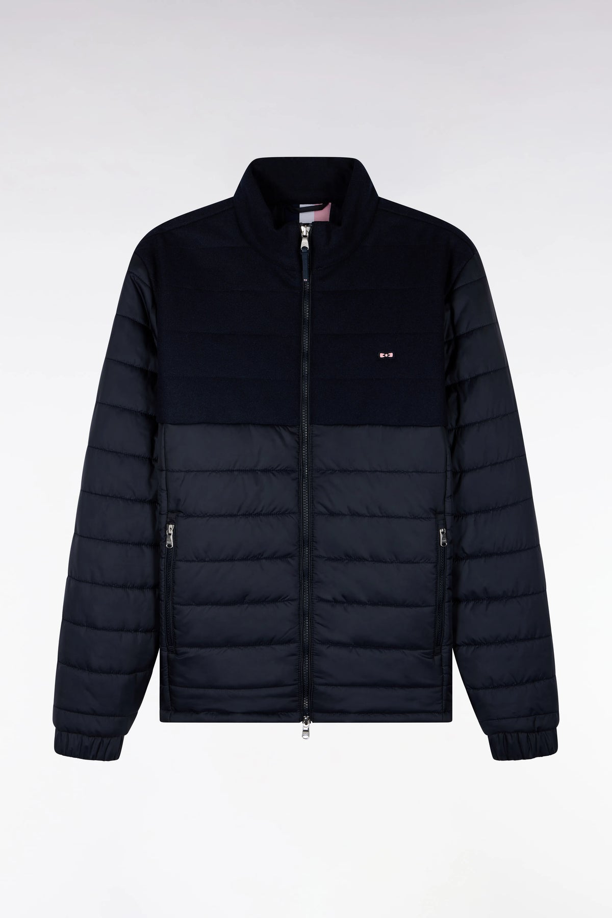Eden Park 0 Men Two-Material Down Jacket in Nylon and Navy Flannel SKU: H26PAMDL0006_BLF Image 02