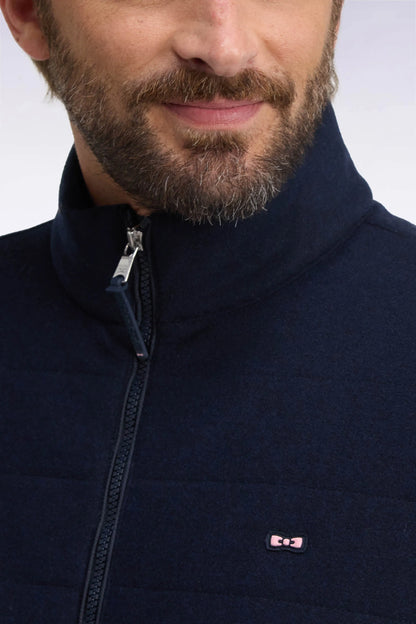 Eden Park 0 Men Two-Material Down Jacket in Nylon and Navy Flannel SKU: H26PAMDL0006_BLF Image 06