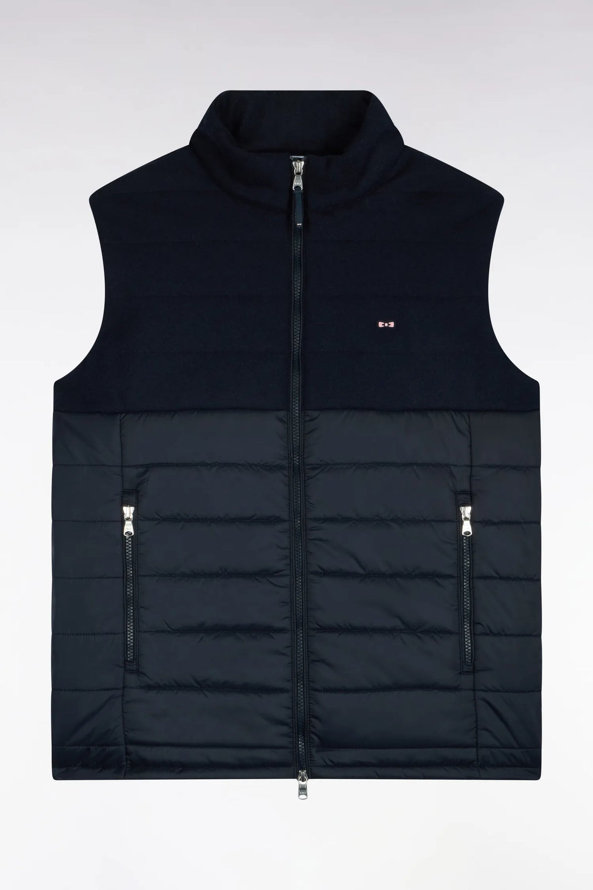 Eden Park  Men Sleeveless Double-Material Down Jacket in Nylon And Navy Flannel SKU: H26PAMDS0002_BLF Image 02