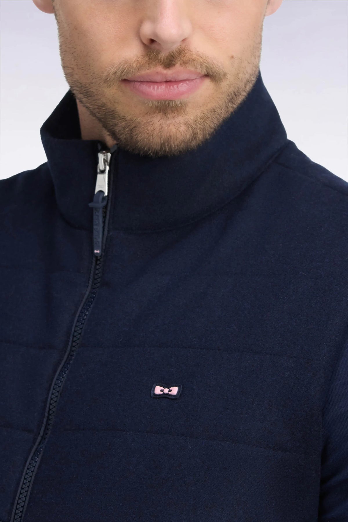 Eden Park  Men Sleeveless Double-Material Down Jacket in Nylon And Navy Flannel SKU: H26PAMDS0002_BLF Image 06