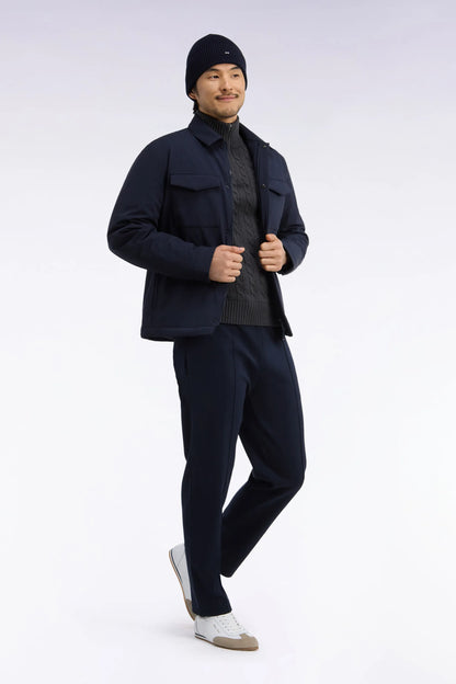 Eden Park 0 Men Straight-Cut Navy Stretch Nylon Overshirt SKU: H26PAMSU0005_BLF Image 03