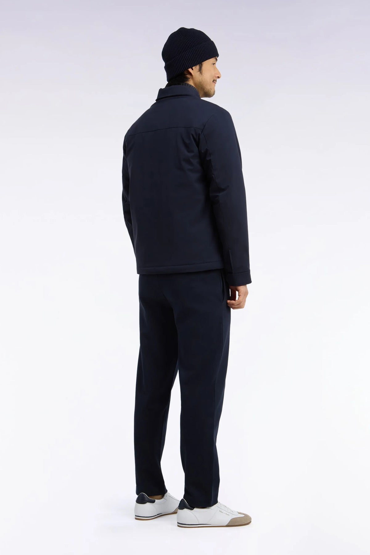 Eden Park 0 Men Straight-Cut Navy Stretch Nylon Overshirt SKU: H26PAMSU0005_BLF Image 04