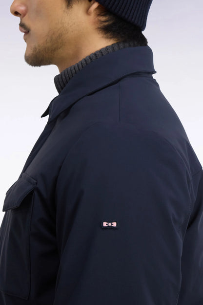 Eden Park 0 Men Straight-Cut Navy Stretch Nylon Overshirt SKU: H26PAMSU0005_BLF Image 06