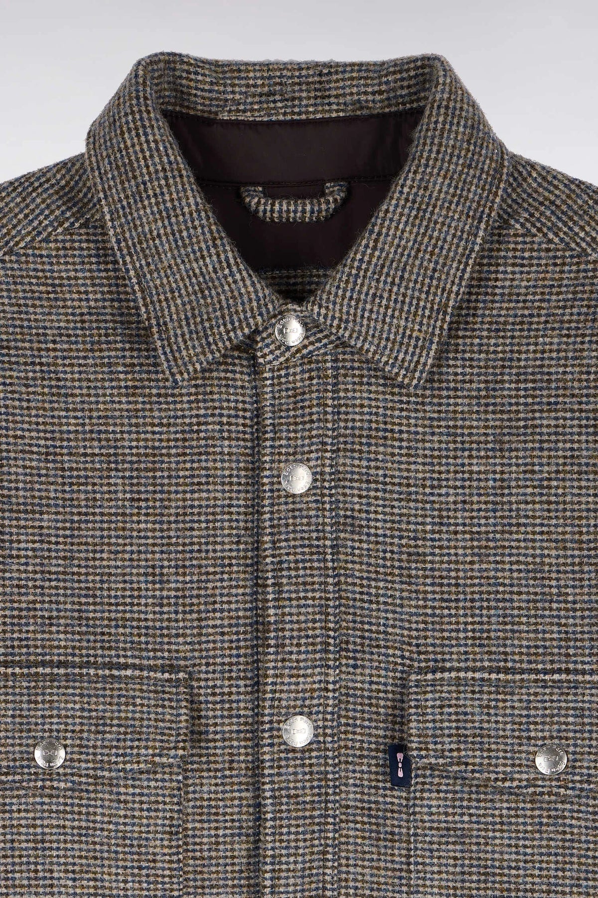 Eden Park 0 Men Beige Houndstooth Tweeded Wool Overshirt SKU: H26PAMSU0018_BEF1 Image 05