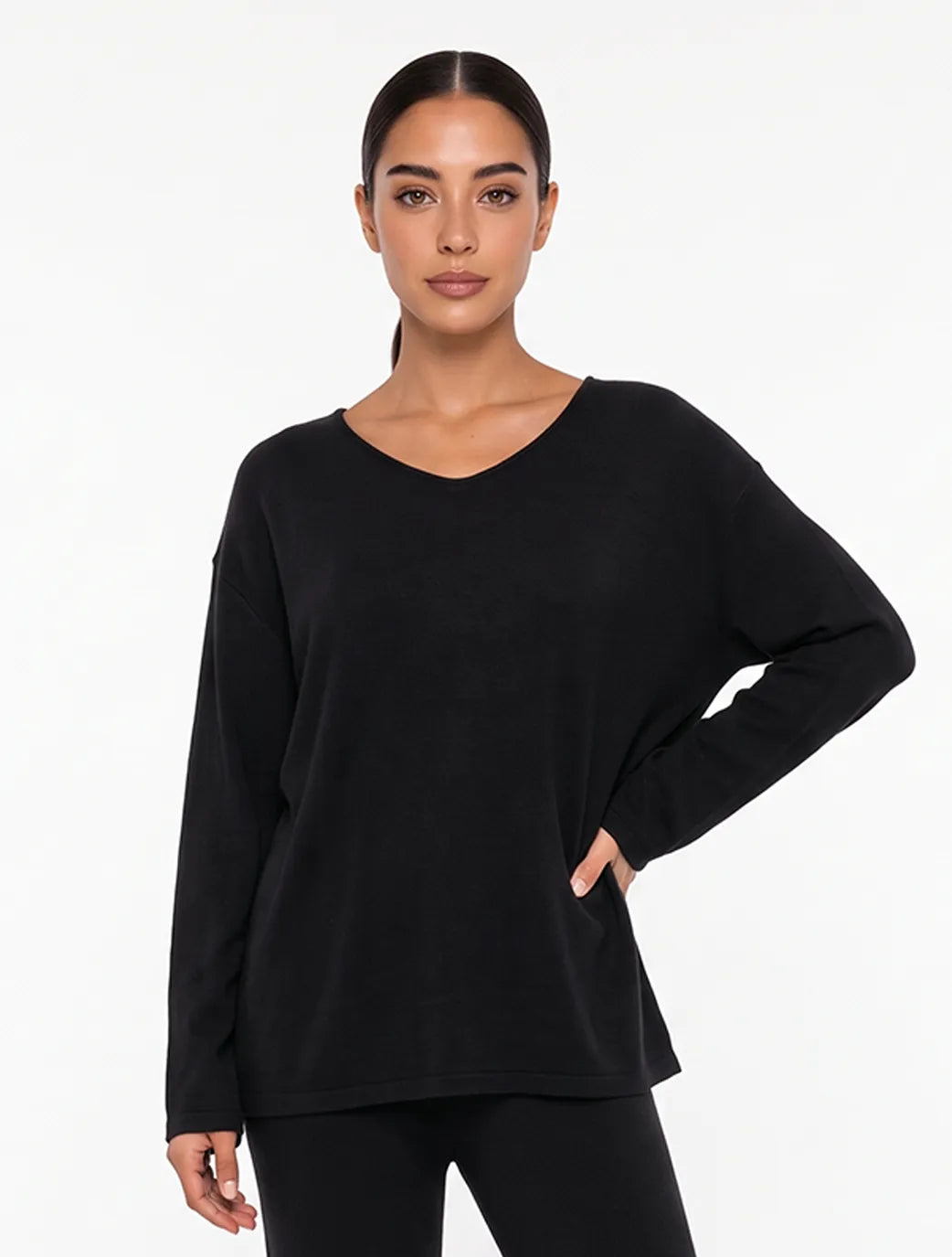 Marie France Black Women Calm Top SKU: HWCALMTOP_Black Image 01