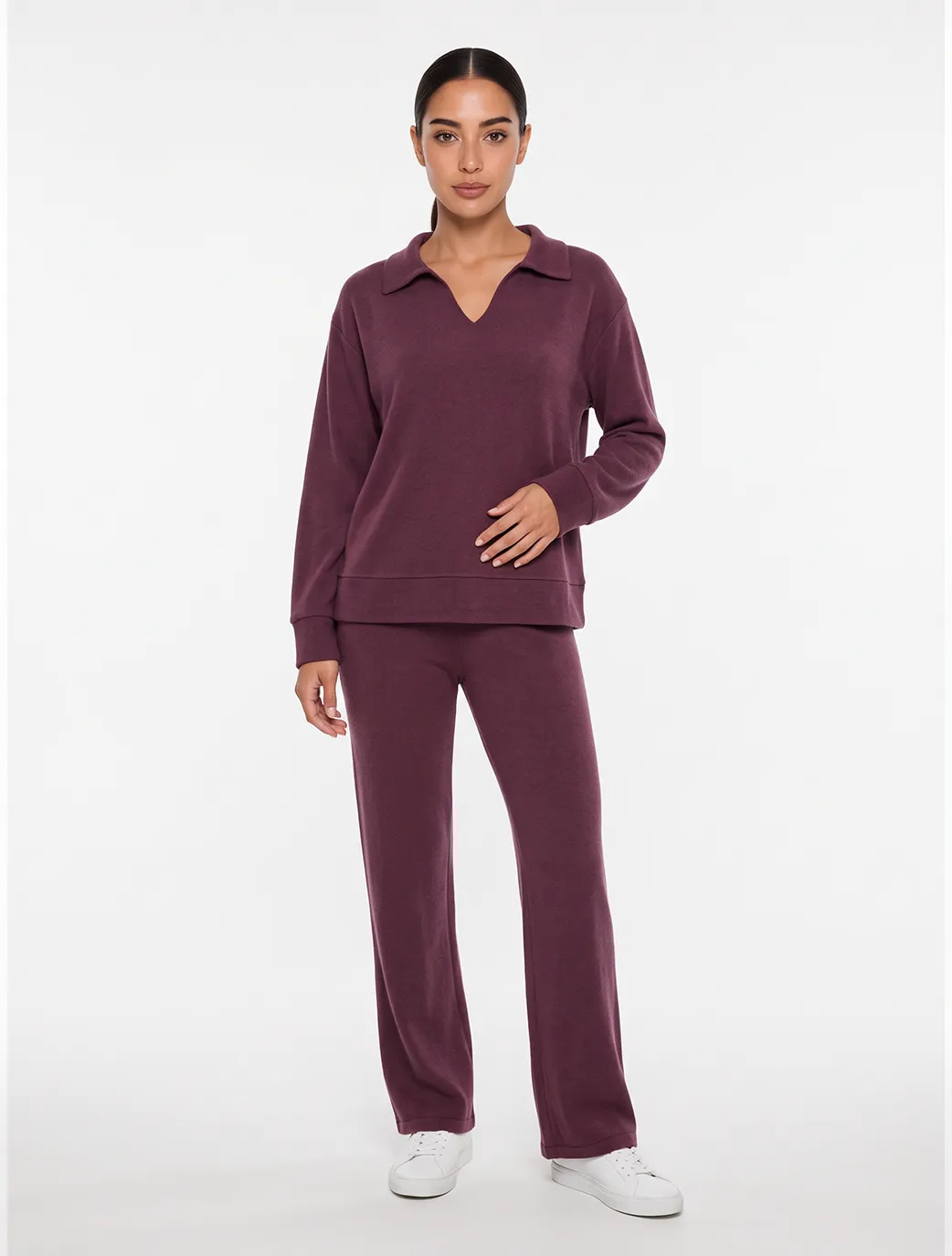 Marie France Burgundy Women Stayin Pant SKU: HWSTAYINPANT_Burgundy Image 03