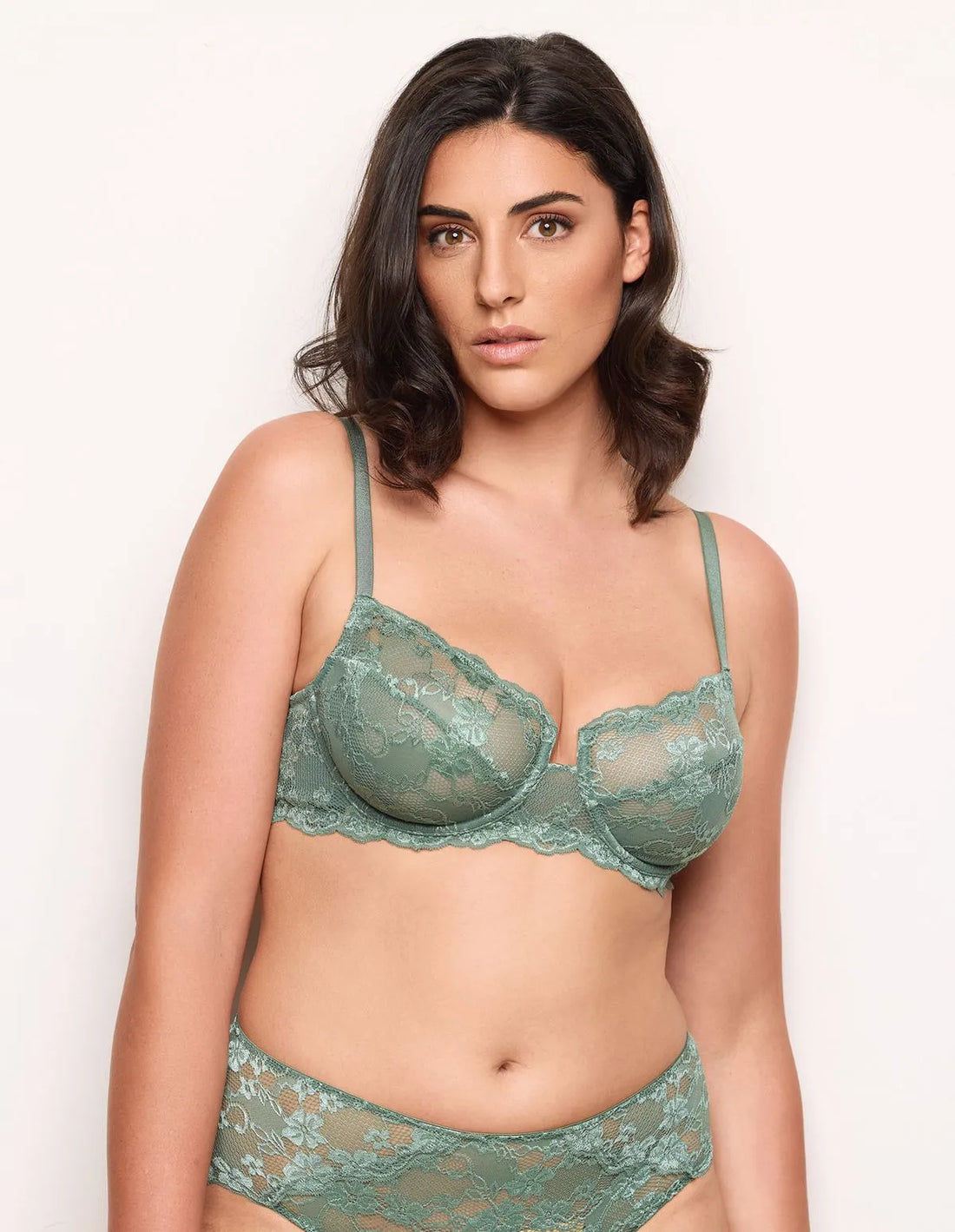 Yamamay_Sage Green_Unlined Balconette Bra with Underwire in Different Cup Sizes Ð Primula Color_IBAD183003_120_01
