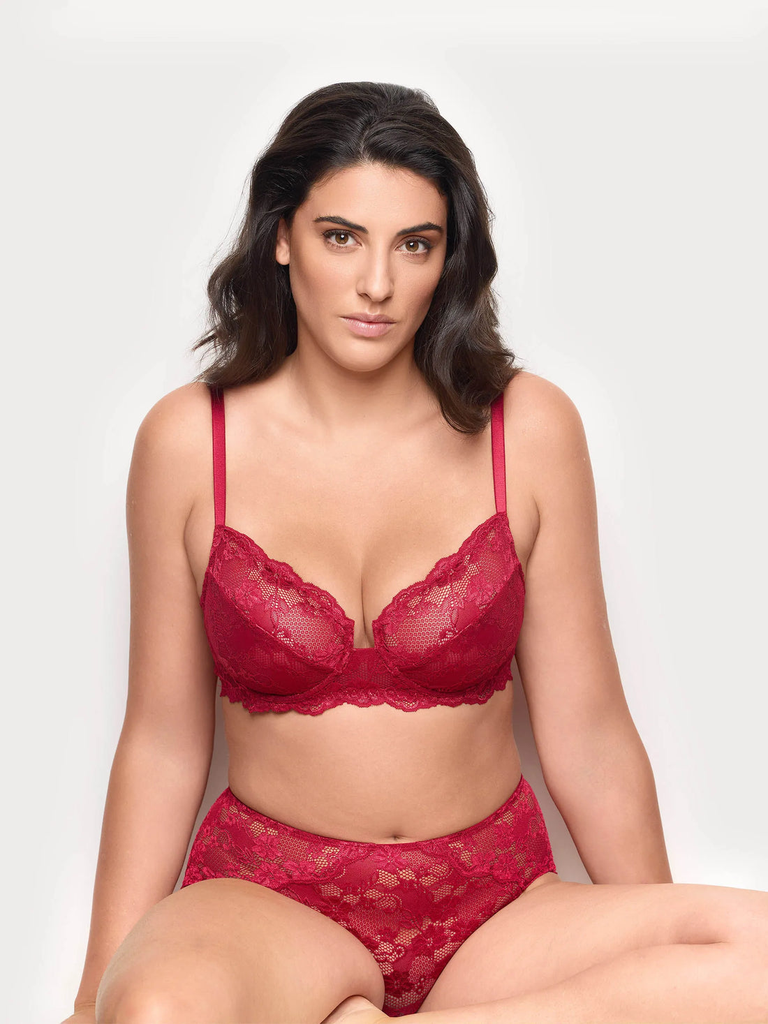 Yamamay_Ruby Red_Unlined Balcony Bra with Underwire in Different Cup Sizes - Primula Color_IBAD184001_909_01