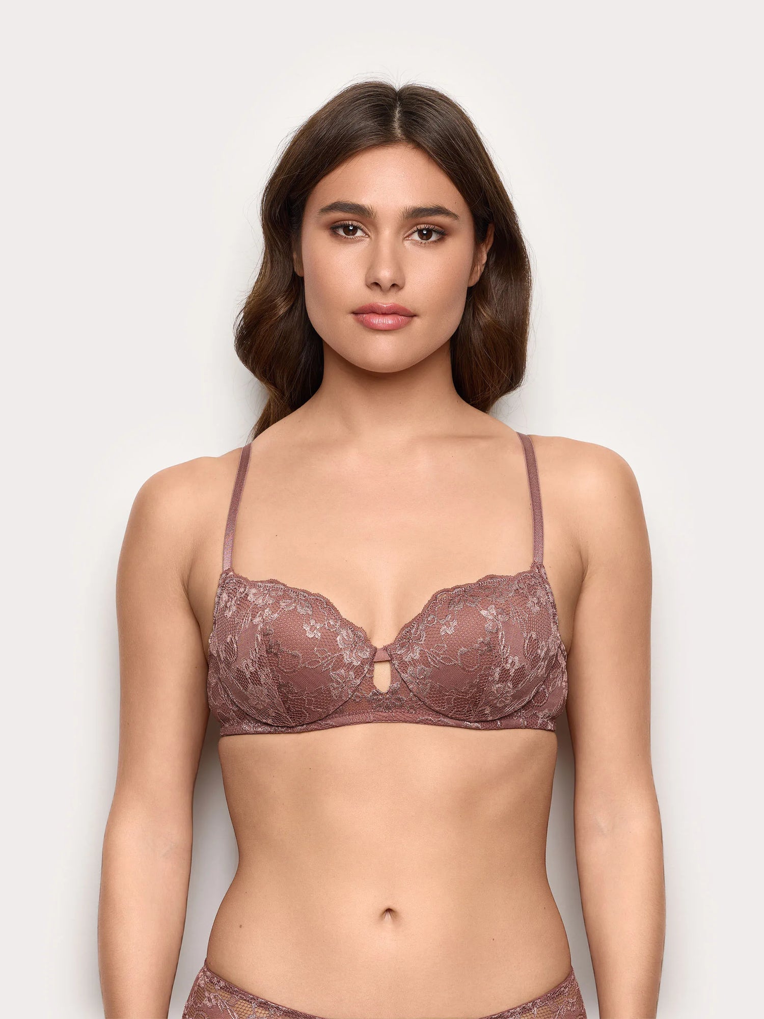 Yamamay_Dark Mauve_Balcony Bra in Different Cup Sizes - Primula Color_IBAD191002_063_02