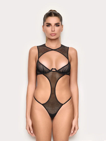 Yamamay_Black_Unlined Underwire Mesh Bodysuit with Rhinestones - Priv� Lexi_IBDD184002_072_02