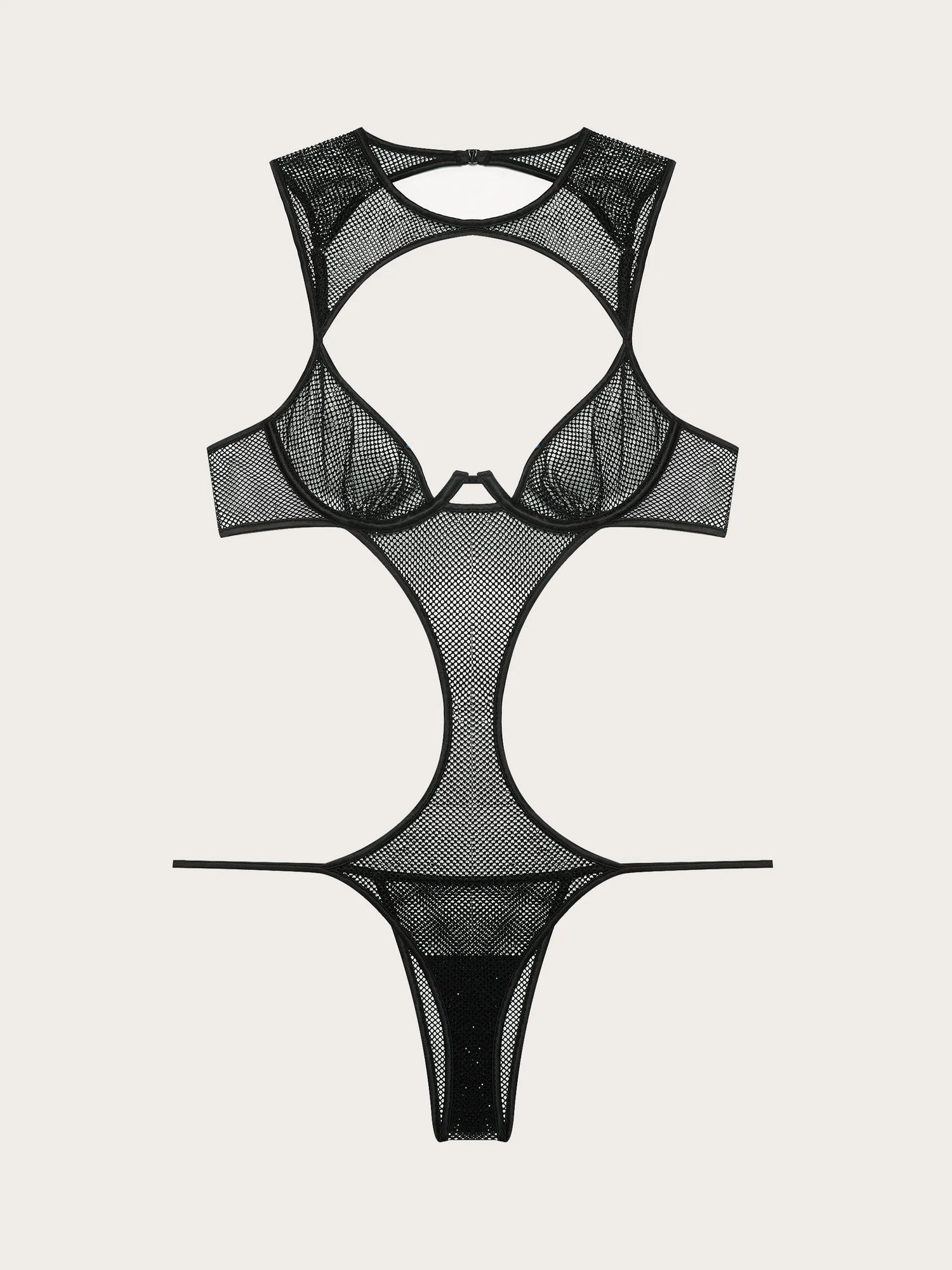 Yamamay_Black_Unlined Underwire Mesh Bodysuit with Rhinestones - Priv� Lexi_IBDD184002_072_05