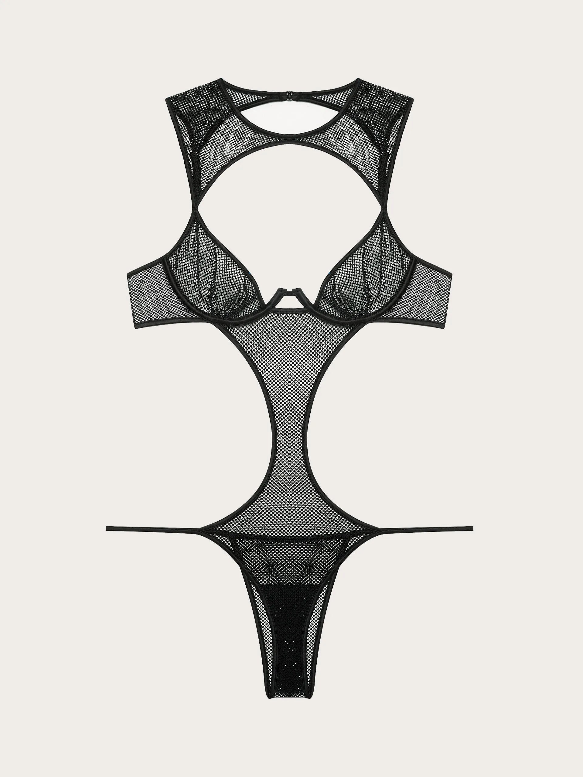 Yamamay_Black_Unlined Underwire Mesh Bodysuit with Rhinestones - Priv� Lexi_IBDD184002_072_05