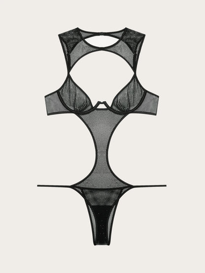 Yamamay_Black_Unlined Underwire Mesh Bodysuit with Rhinestones - Priv� Lexi_IBDD184002_072_05