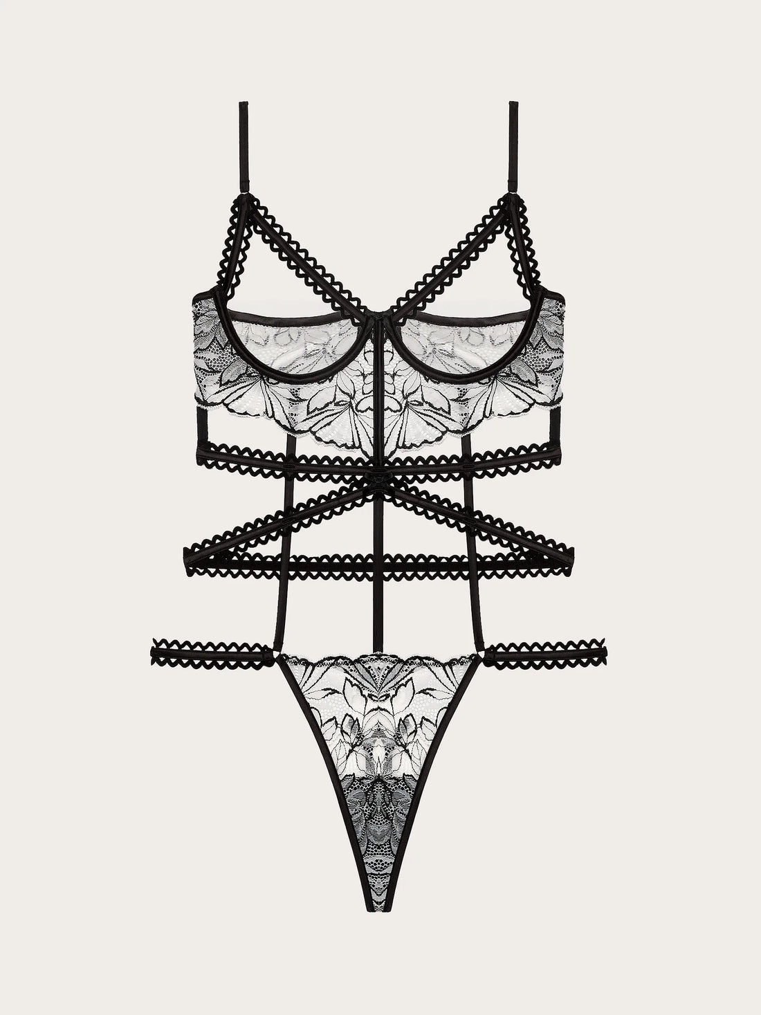 Yamamay_Black_Unlined Bodysuit with Underwire in Embroidered Tulle - Priv� Frivolous_IBDD191006_072_05