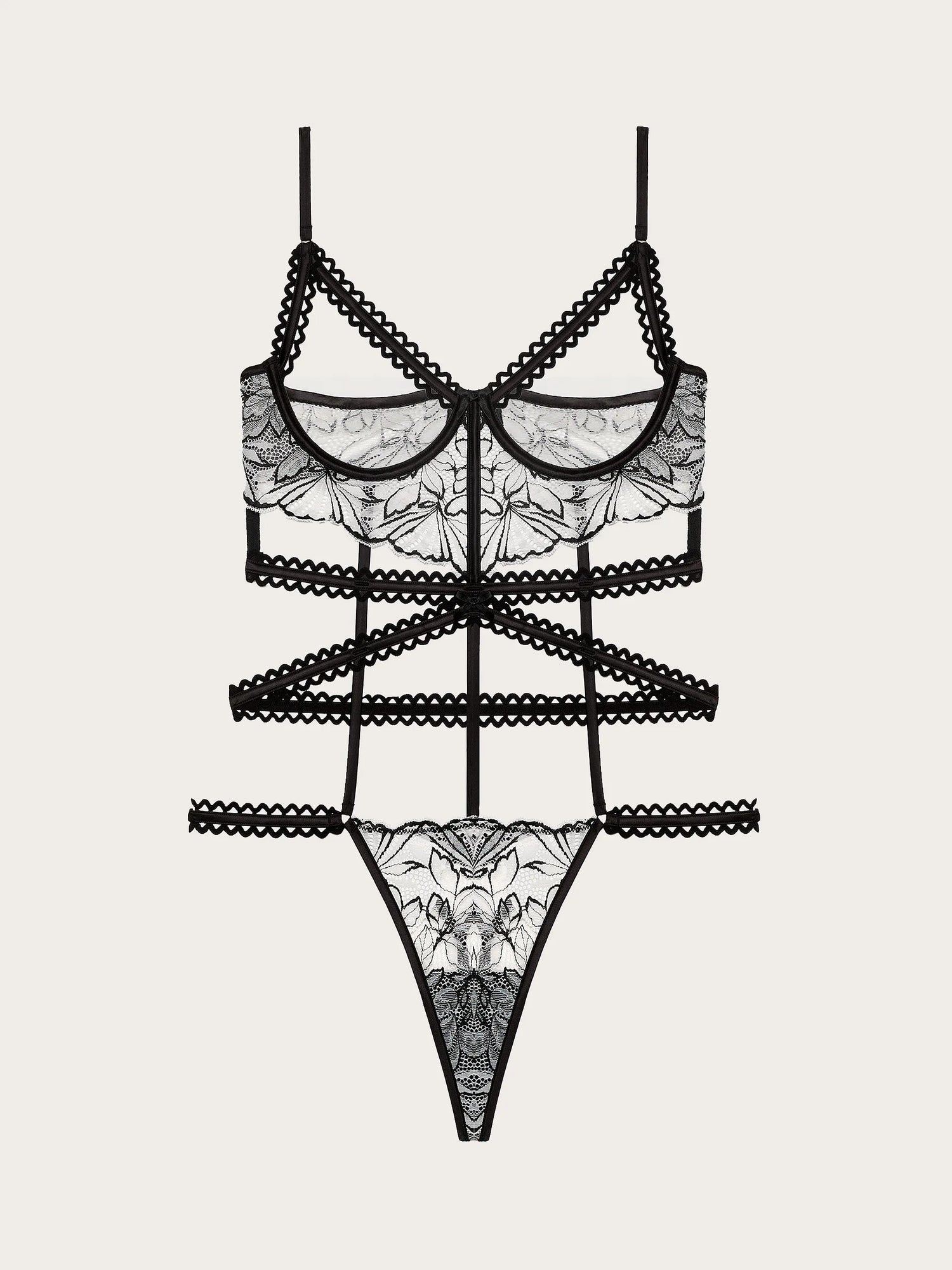 Yamamay_Black_Unlined Bodysuit with Underwire in Embroidered Tulle - Priv� Frivolous_IBDD191006_072_05